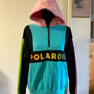 Size Small Official Brand POLAROID Color Block Hoodie from Forever 21